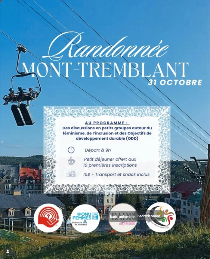 Affiche de la randonnée entre femmes au Mont-Tremblant du 31 octobre 2026